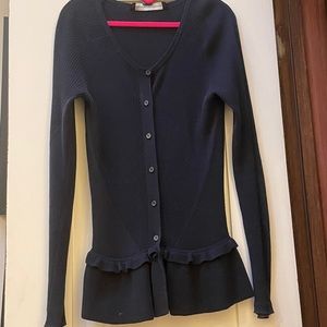 French Connection Black Ruffle Cardigan